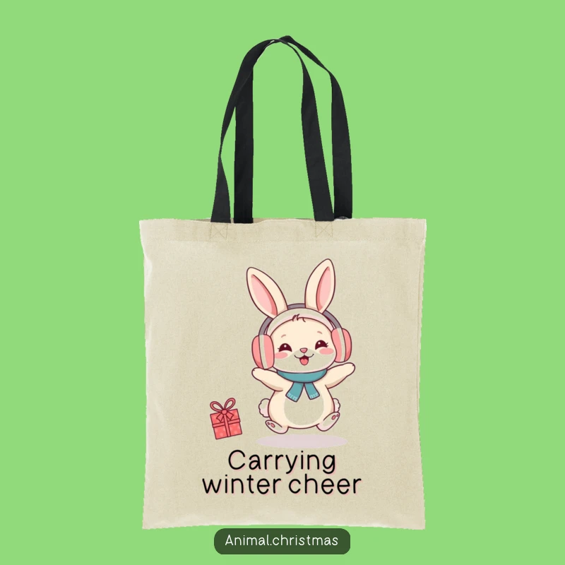 Funny Rabbit Earmuffs Tote Bag: Hopping Cheer Accessory, Perfect Funny Gift