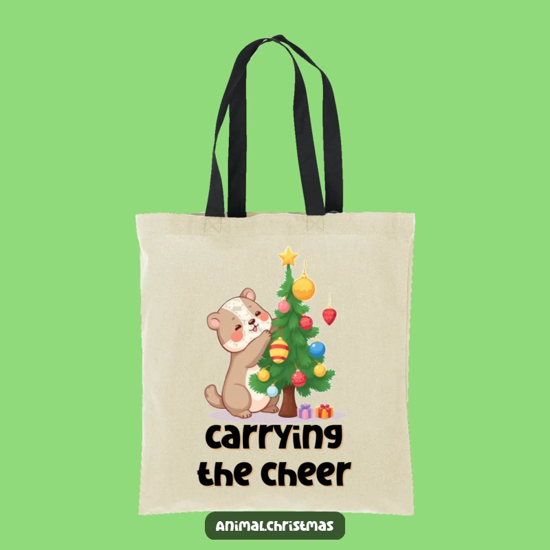 Funny Decorating Animal Tree Tote Bag, Festive Crafting Accessory