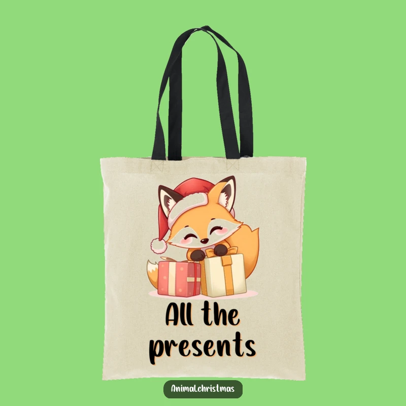 Funny Fox Santa Tote Bag - Adorable Christmas Gift Shopping Humor Accessory
