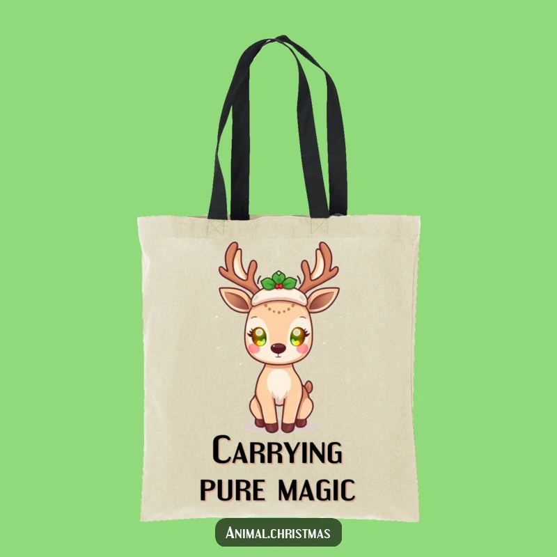 Funny Kawaii Deer Tote Bag: Glowing Eyes, Holiday Fun - Practical Funny Gift