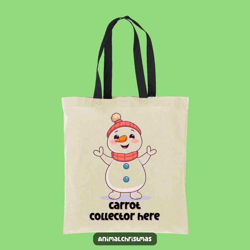 Funny Snowman Tote Bag - Carrot Nose Jigging Fun
