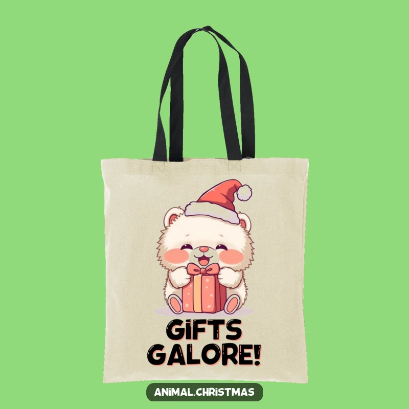 Funny Fluffy Animal Santa Hat Tote Bag: Chic & Hilarious Gift for Holiday Errands