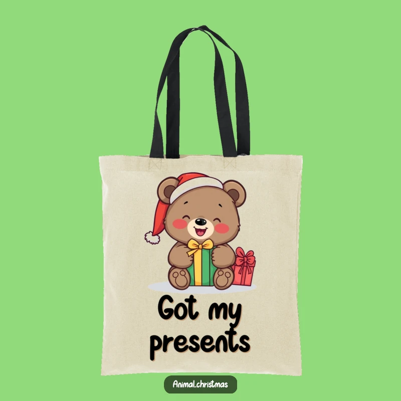 Funny Bear Santa Tote Bag: Carry Holiday Fun, Hilarious Gift Unwrapping Design, Perfect Gift